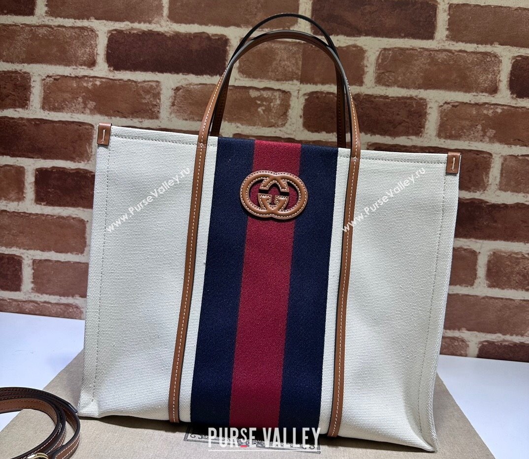 Gucci Medium Interlocking G tote bag 727721 White cotton canvas 2024 (dlh-23112202)