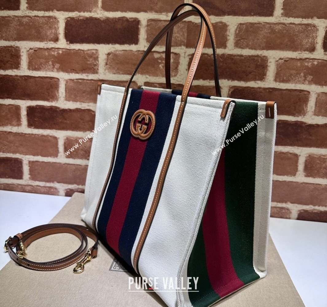 Gucci Medium Interlocking G tote bag 727721 White cotton canvas 2024 (dlh-23112202)