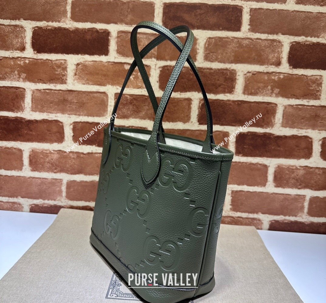 Gucci Jumbo GG small tote bag 726762 leather Green 2023 (dlh-23111424)