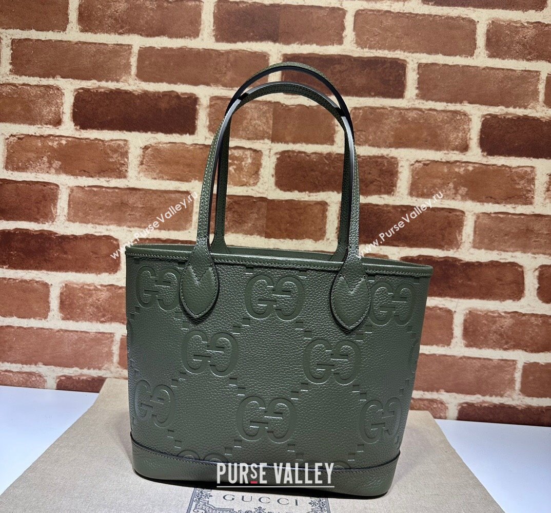 Gucci Jumbo GG small tote bag 726762 leather Green 2023 (dlh-23111424)