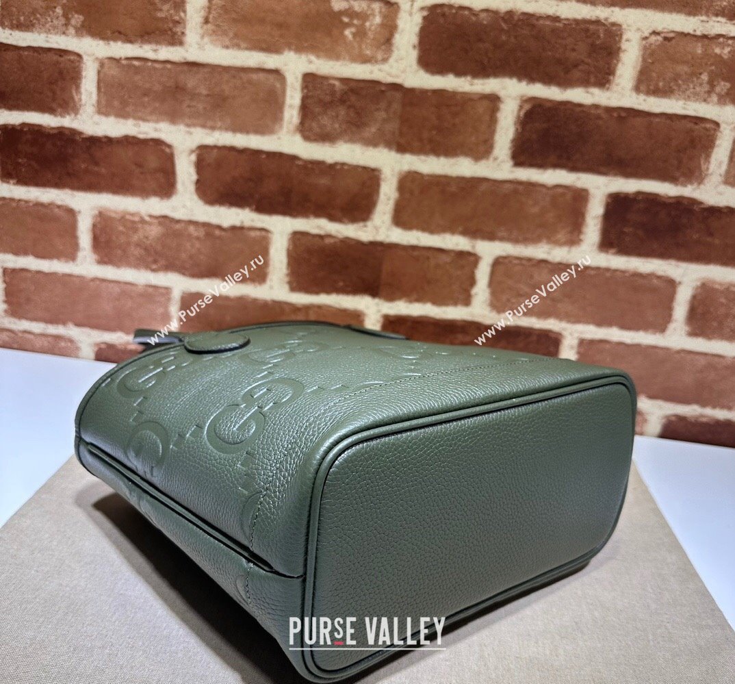 Gucci Jumbo GG small tote bag 726762 leather Green 2023 (dlh-23111424)