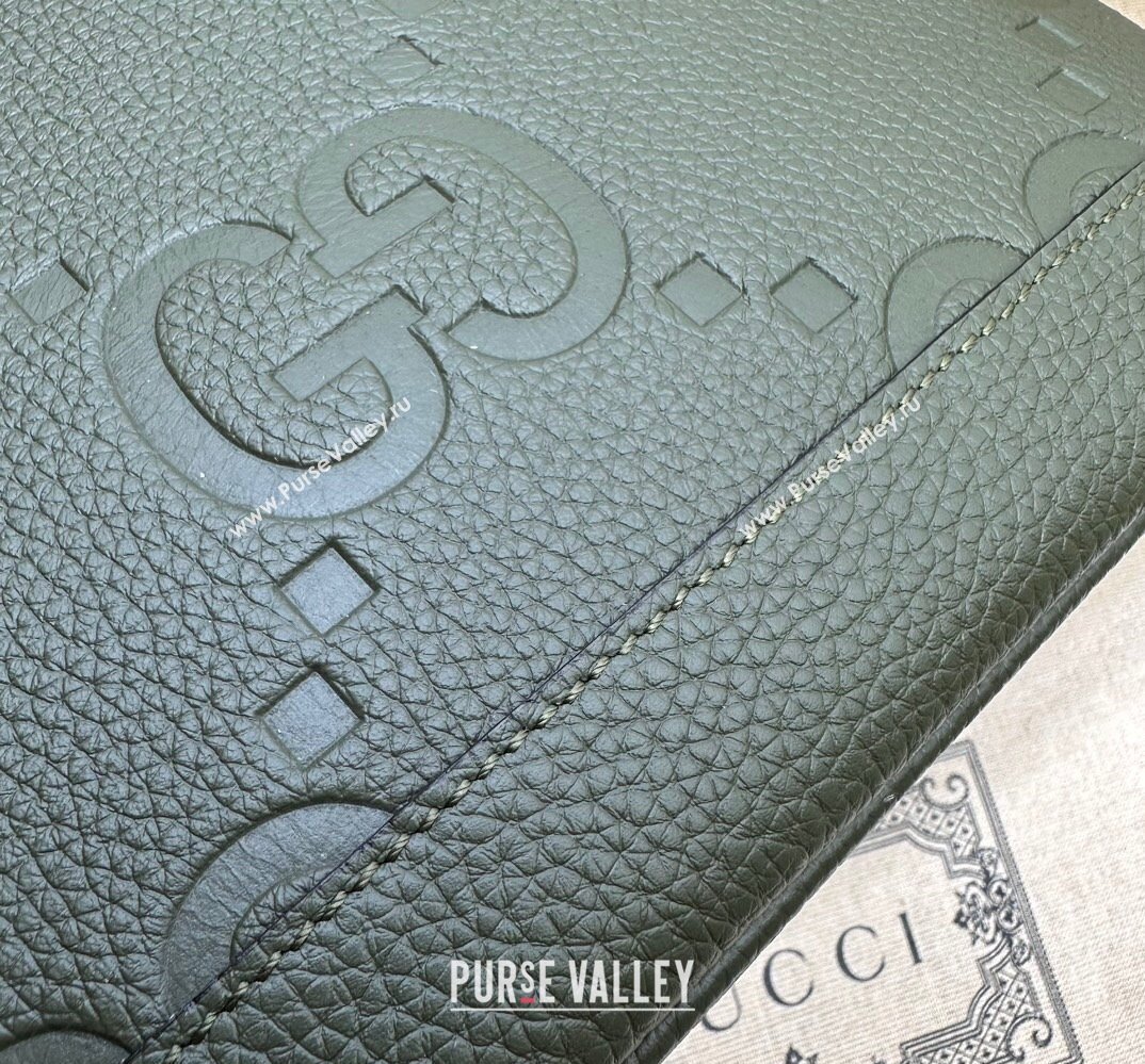 Gucci Jumbo GG small tote bag 726762 leather Green 2023 (dlh-23111424)