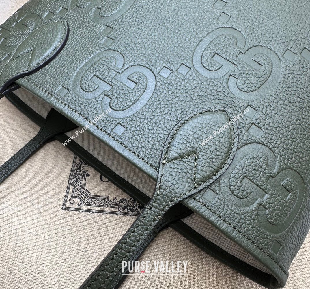 Gucci Jumbo GG small tote bag 726762 leather Green 2023 (dlh-23111424)