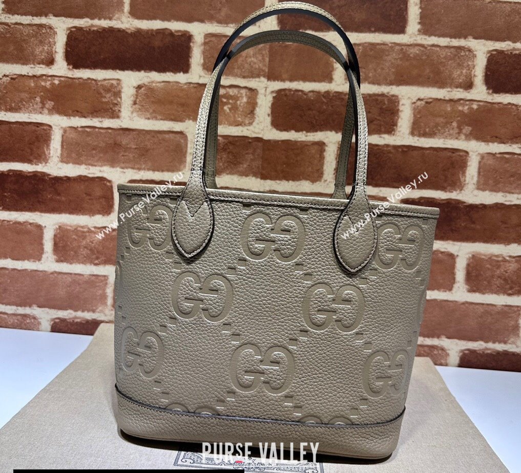 Gucci Jumbo GG small tote bag 726762 leather Gray 2023 (dlh-23111423)