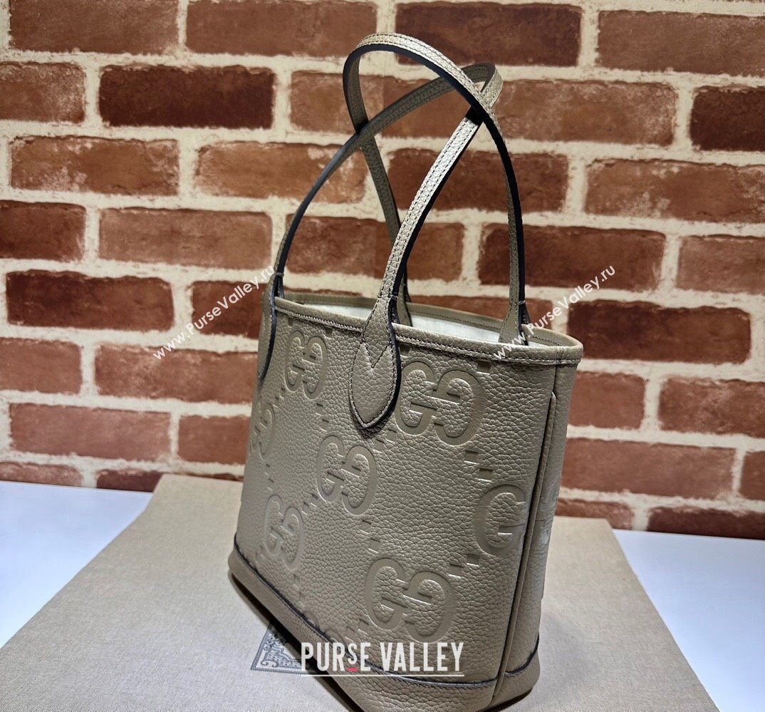 Gucci Jumbo GG small tote bag 726762 leather Gray 2023 (dlh-23111423)
