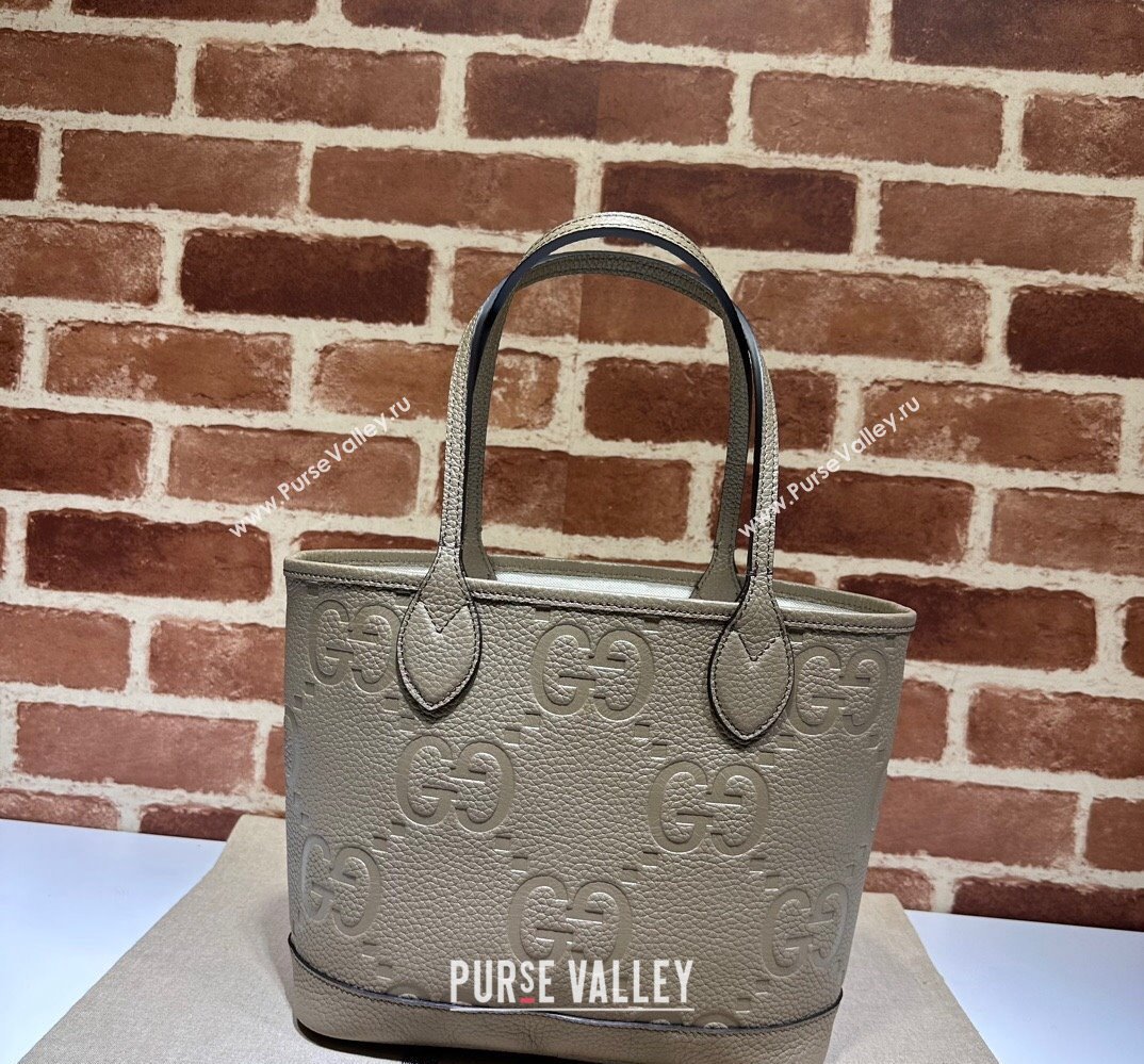 Gucci Jumbo GG small tote bag 726762 leather Gray 2023 (dlh-23111423)