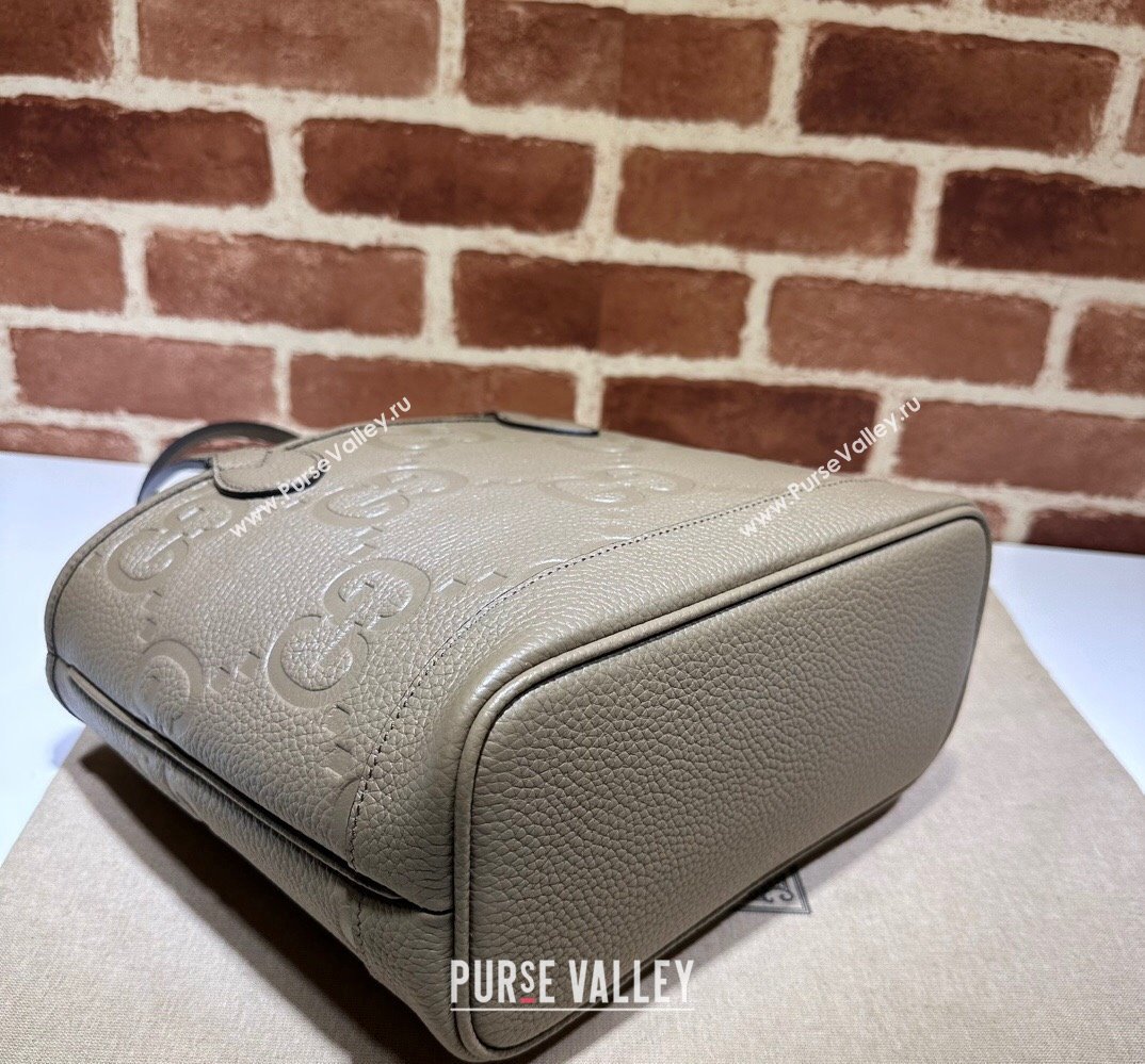 Gucci Jumbo GG small tote bag 726762 leather Gray 2023 (dlh-23111423)