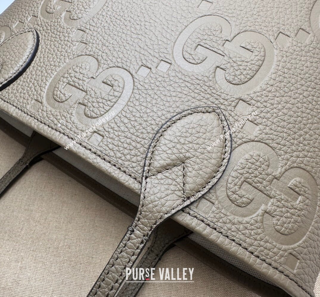 Gucci Jumbo GG small tote bag 726762 leather Gray 2023 (dlh-23111423)