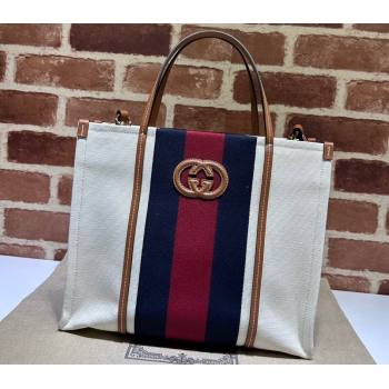 Gucci Small Interlocking G tote bag 727728 White cotton canvas 2024 (dlh-23112203)