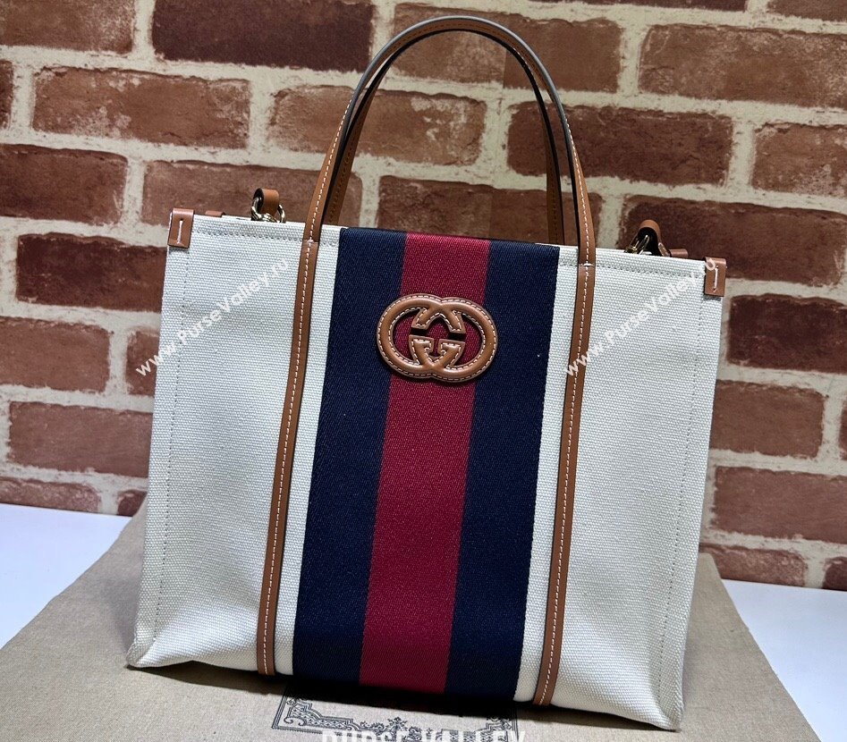 Gucci Small Interlocking G tote bag 727728 White cotton canvas 2024 (dlh-23112203)