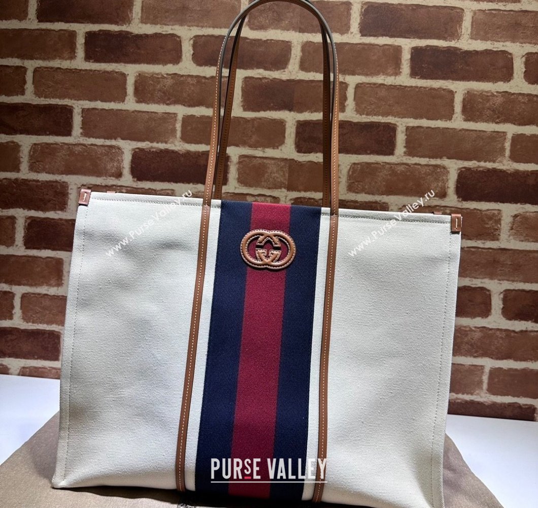 Gucci Large Interlocking G tote bag 727701 White cotton canvas 2024 (dlh-23112201)