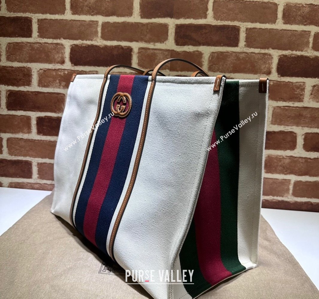 Gucci Large Interlocking G tote bag 727701 White cotton canvas 2024 (dlh-23112201)