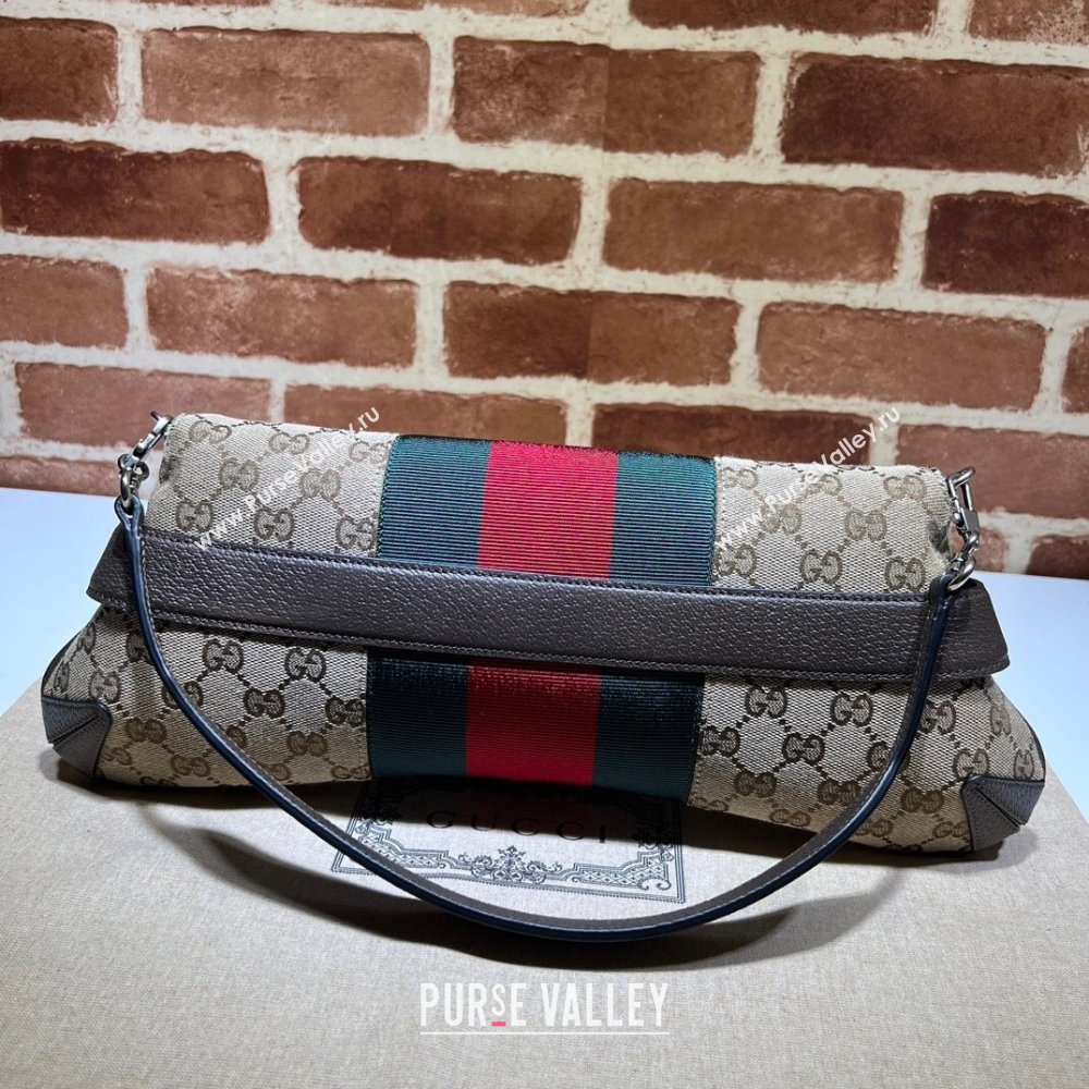 Gucci Horsebit Chain medium shoulder bag 764255 Beige and ebony Original GG canvas (dlh-23111408)