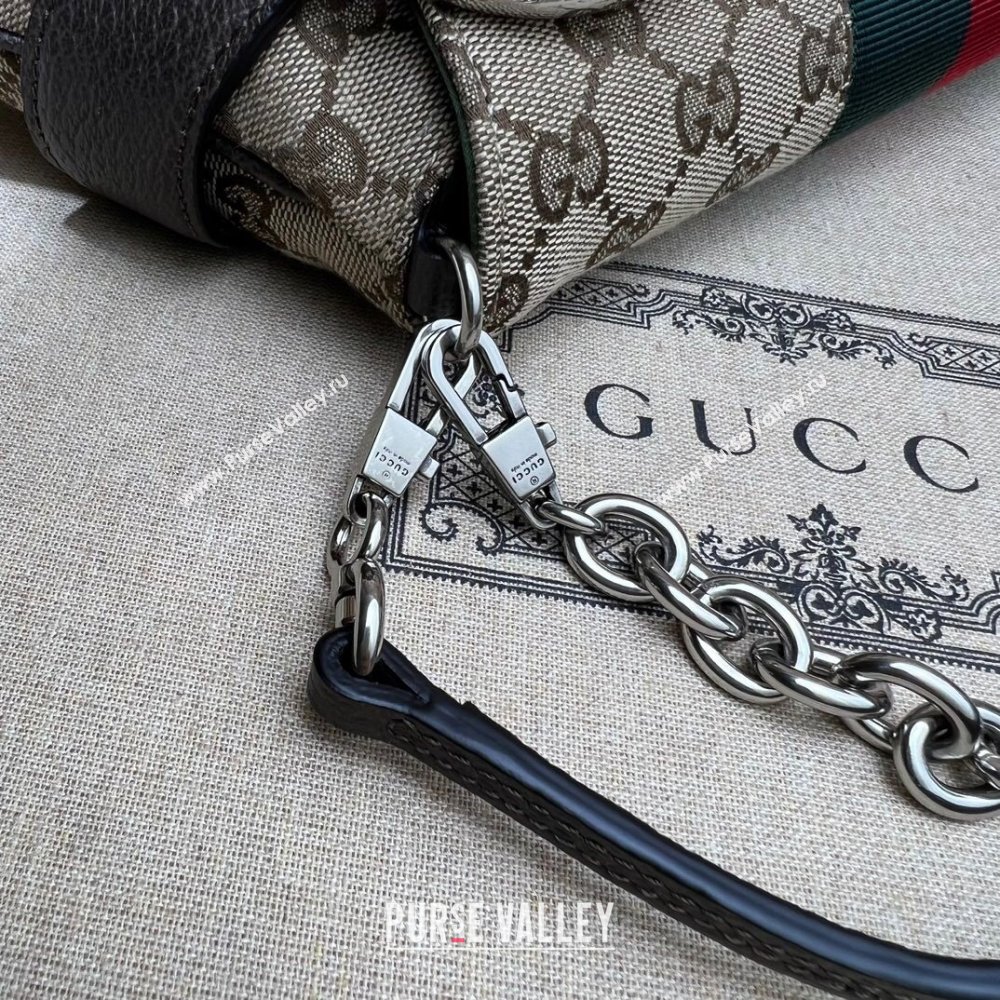 Gucci Horsebit Chain medium shoulder bag 764255 Beige and ebony Original GG canvas (dlh-23111408)