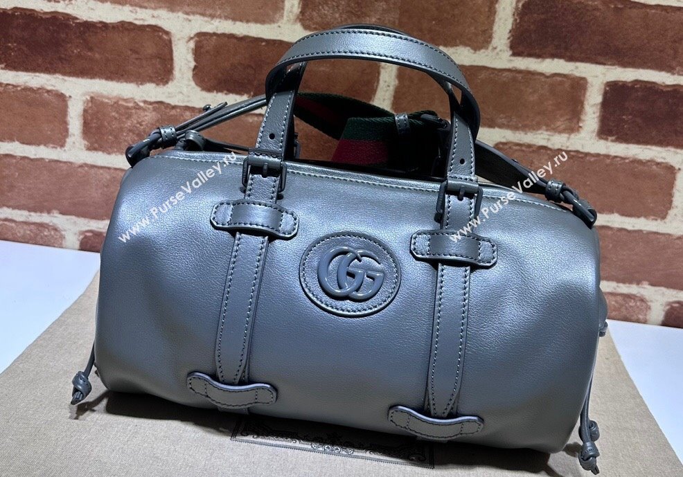 Gucci Small duffle bag with tonal Double G 725701 Leather Gray 2023 (dlh-23111503)