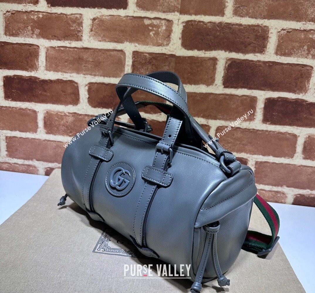 Gucci Small duffle bag with tonal Double G 725701 Leather Gray 2023 (dlh-23111503)