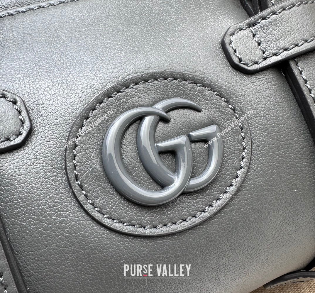 Gucci Small duffle bag with tonal Double G 725701 Leather Gray 2023 (dlh-23111503)