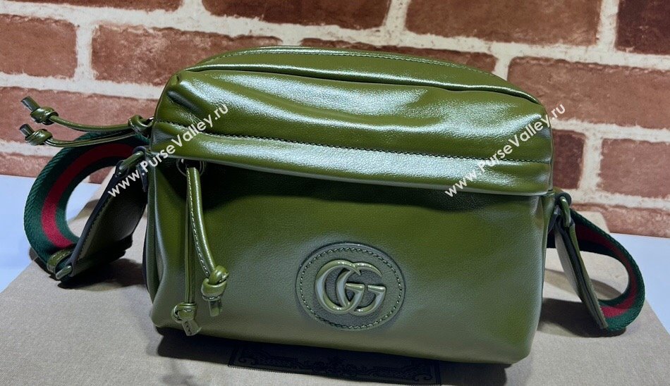 Gucci Shoulder bag with tonal Double G 725696 Leather Green 2023 (dlh-23111505)