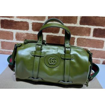 Gucci Small duffle bag with tonal Double G 725701 Leather Green 2023 (dlh-23111502)
