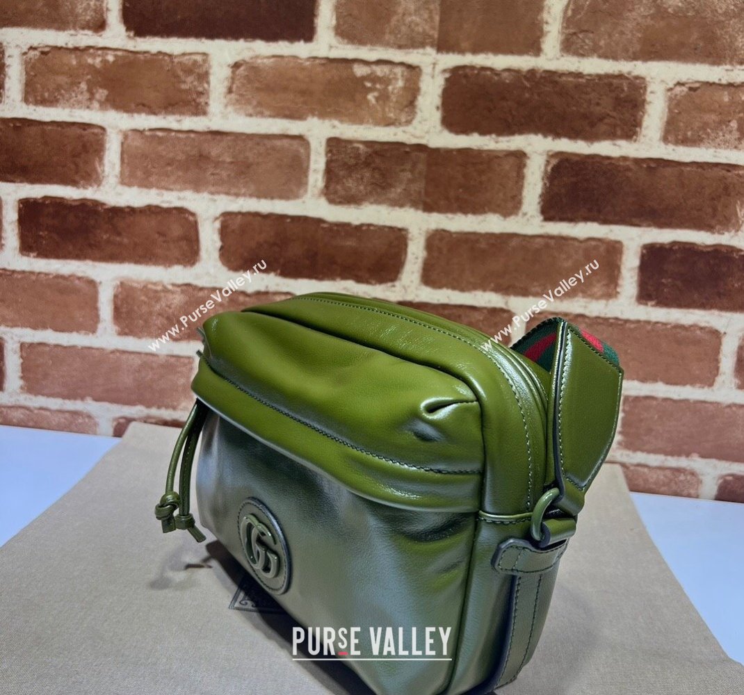 Gucci Shoulder bag with tonal Double G 725696 Leather Green 2023 (dlh-23111505)