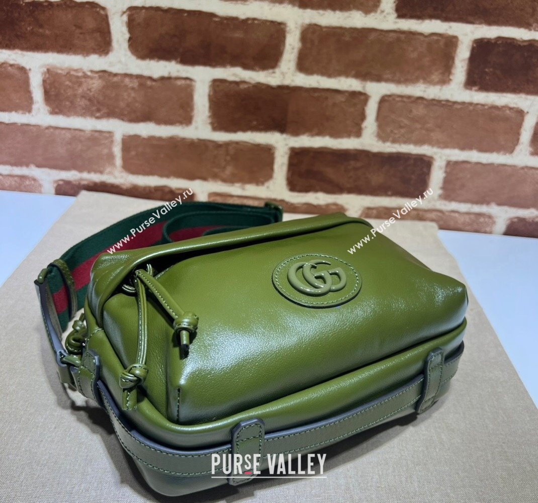 Gucci Shoulder bag with tonal Double G 725696 Leather Green 2023 (dlh-23111505)