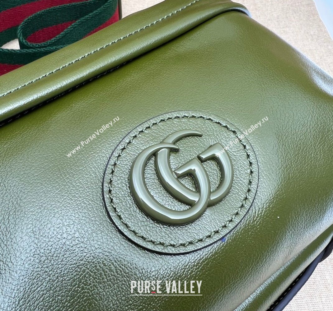 Gucci Shoulder bag with tonal Double G 725696 Leather Green 2023 (dlh-23111505)