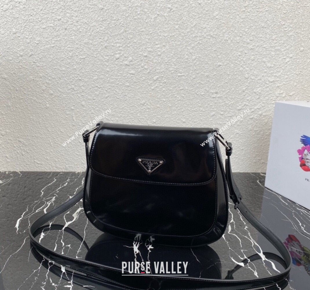 Prada Cleo brushed leather shoulder bag with flap 1BD316 Black 2023 (ziyin-23111601)