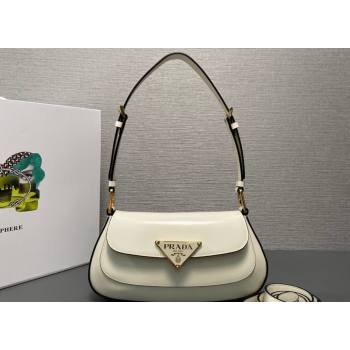 Prada Brushed leather shoulder bag 1BD345 White 2023 (ziyin-23111609)