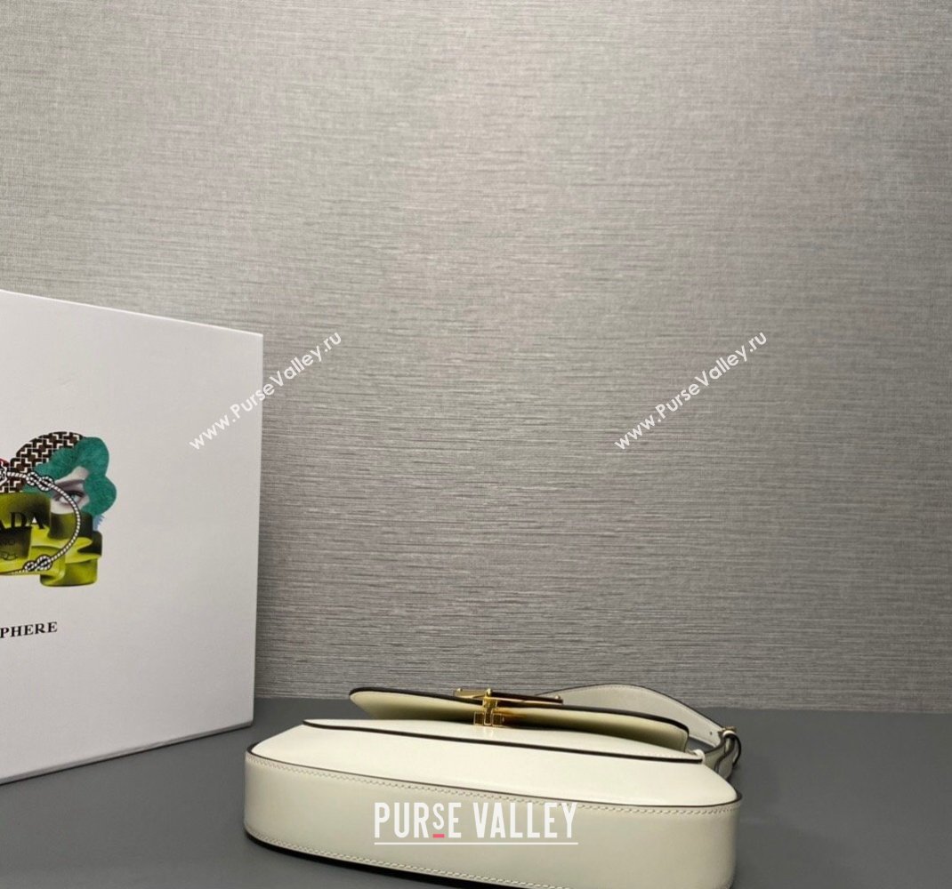 Prada Brushed leather shoulder bag 1BD345 White 2023 (ziyin-23111609)