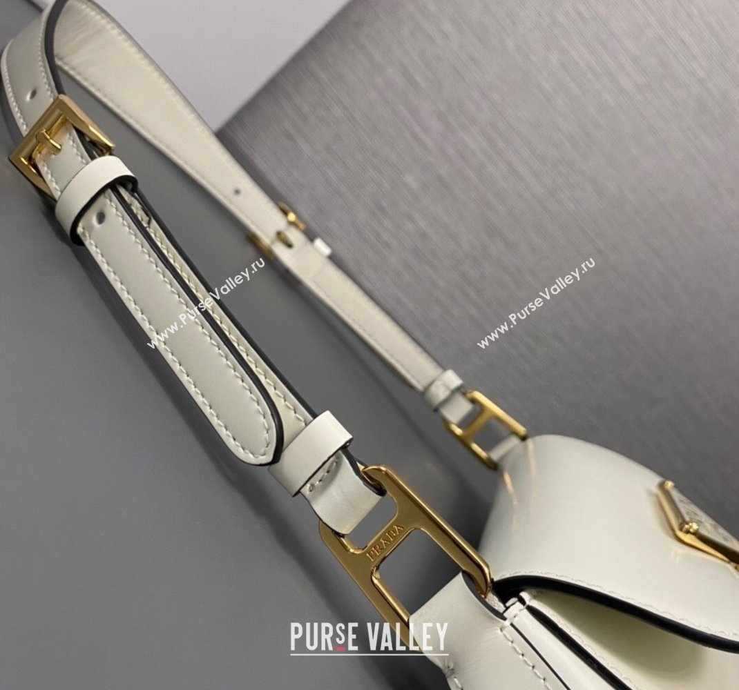 Prada Brushed leather shoulder bag 1BD345 White 2023 (ziyin-23111609)