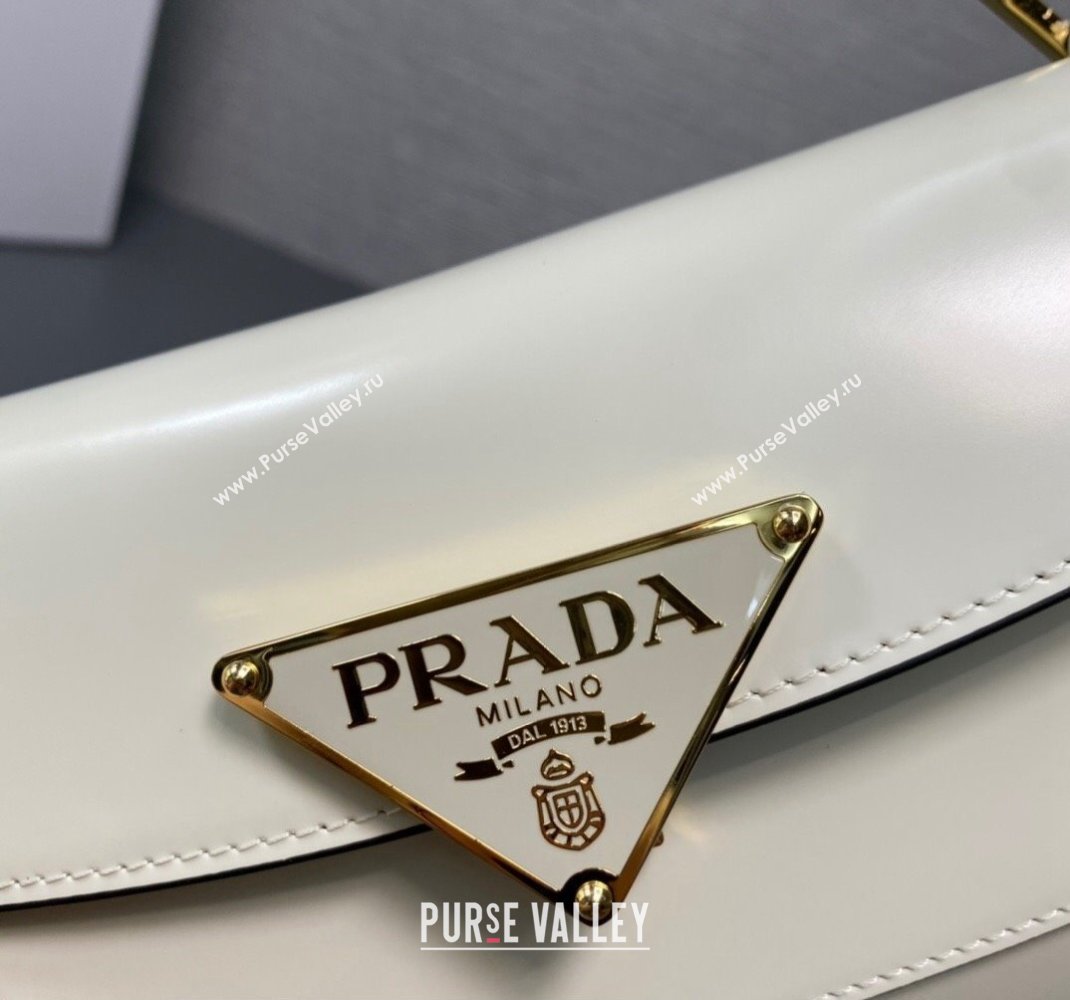 Prada Brushed leather shoulder bag 1BD345 White 2023 (ziyin-23111609)