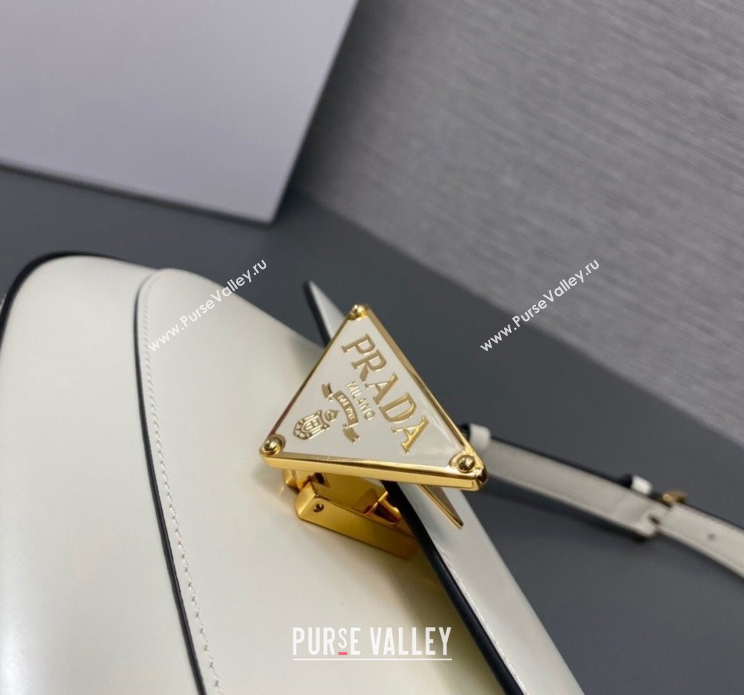 Prada Brushed leather shoulder bag 1BD345 White 2023 (ziyin-23111609)
