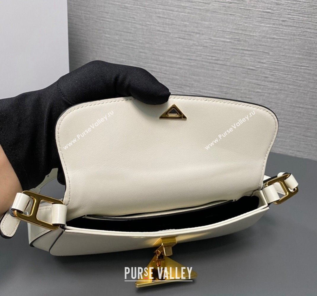 Prada Brushed leather shoulder bag 1BD345 White 2023 (ziyin-23111609)