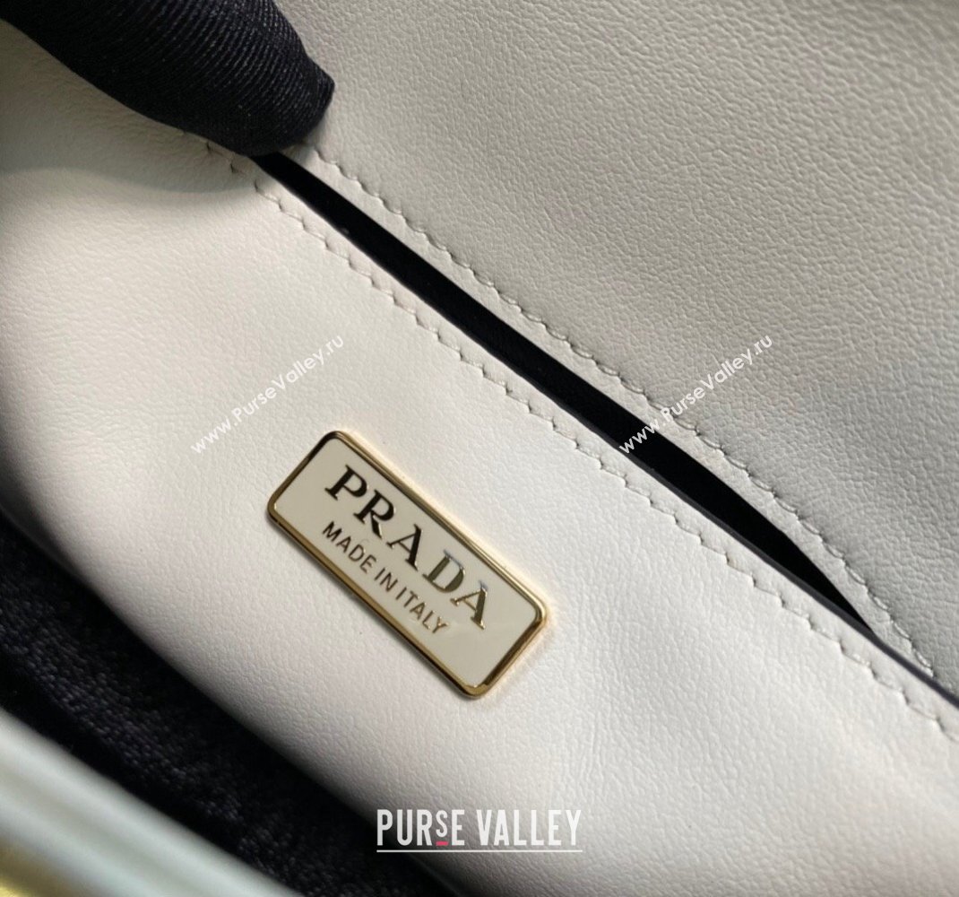 Prada Brushed leather shoulder bag 1BD345 White 2023 (ziyin-23111609)