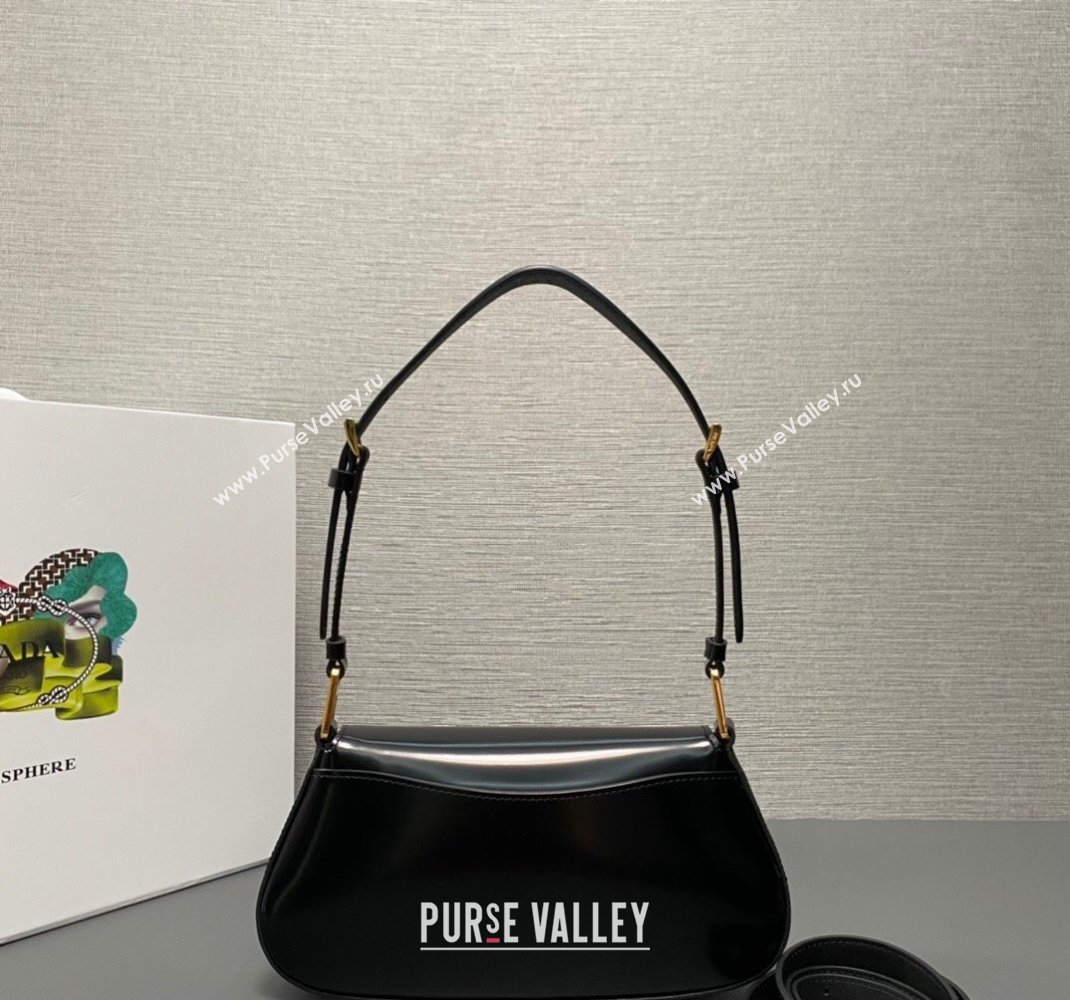 Prada Brushed leather shoulder bag 1BD345 Black 2023 (ziyin-23111608)