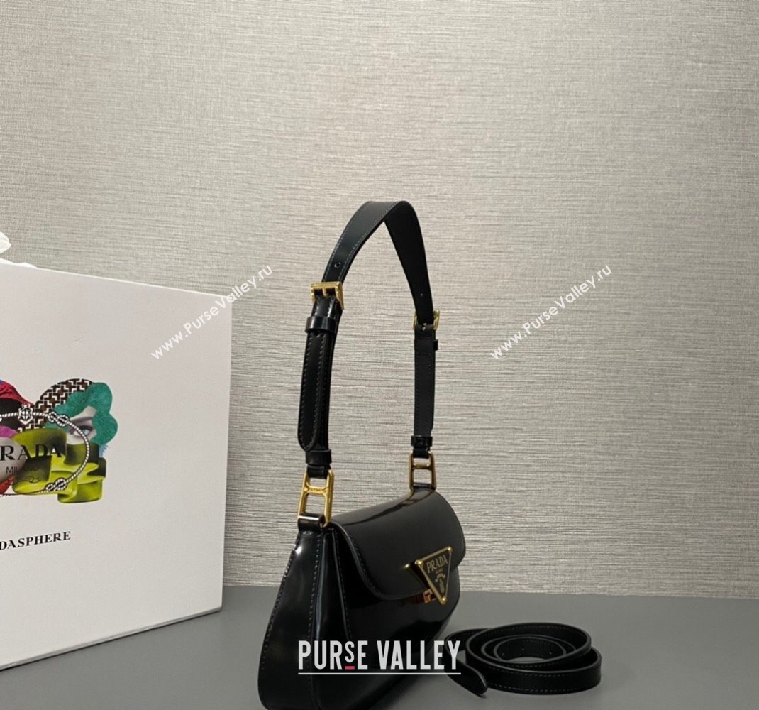 Prada Brushed leather shoulder bag 1BD345 Black 2023 (ziyin-23111608)