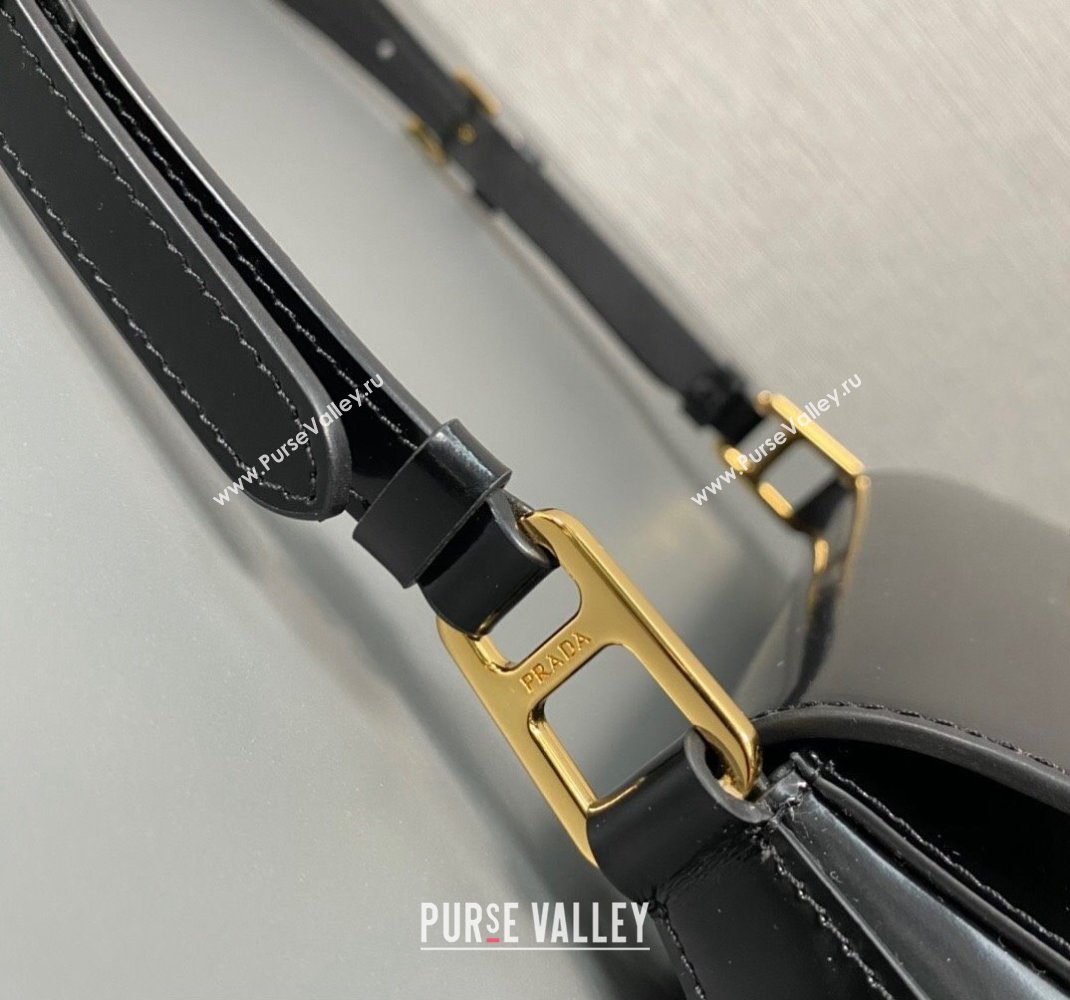 Prada Brushed leather shoulder bag 1BD345 Black 2023 (ziyin-23111608)