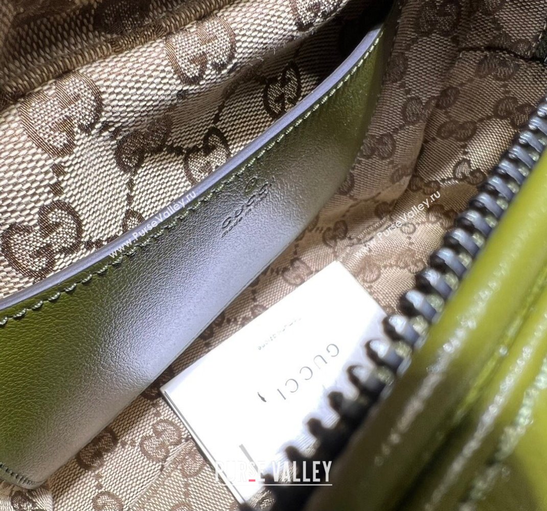 Gucci Shoulder bag with tonal Double G 725696 Leather Green 2023 (dlh-23111505)