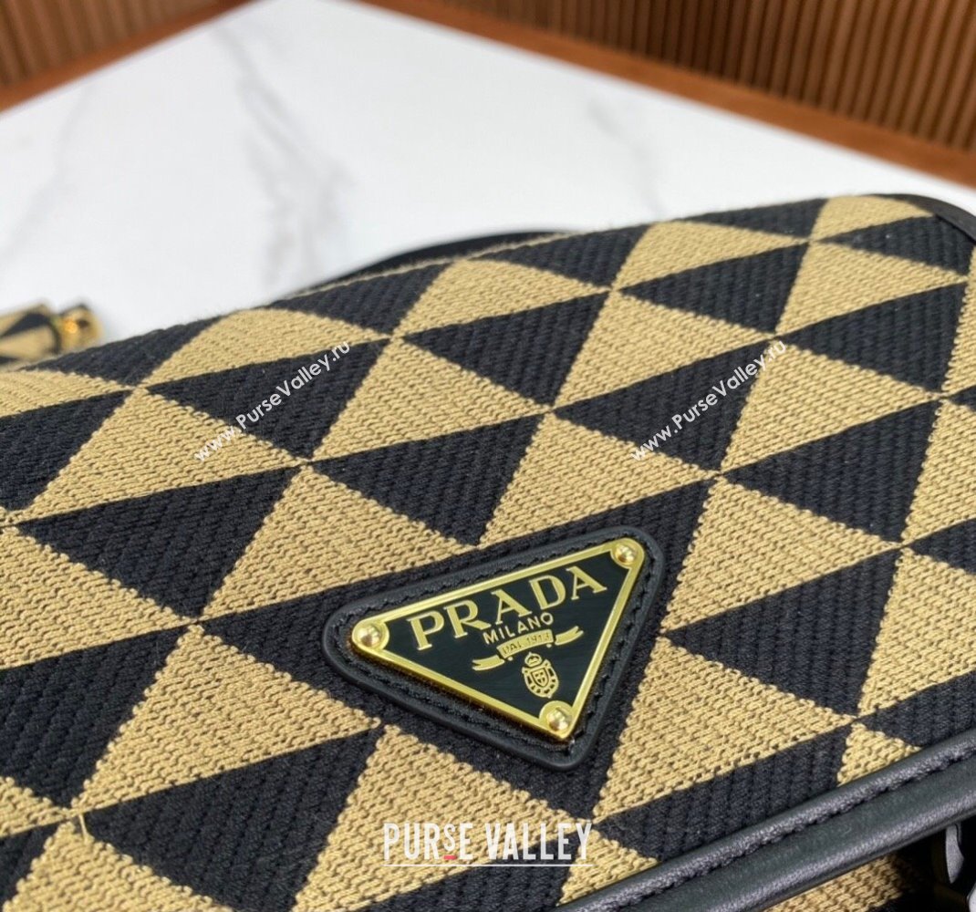 Prada Symbole embroidered fabric bag 2VD034 Black/Beige 2023 (ziyin-23111504)