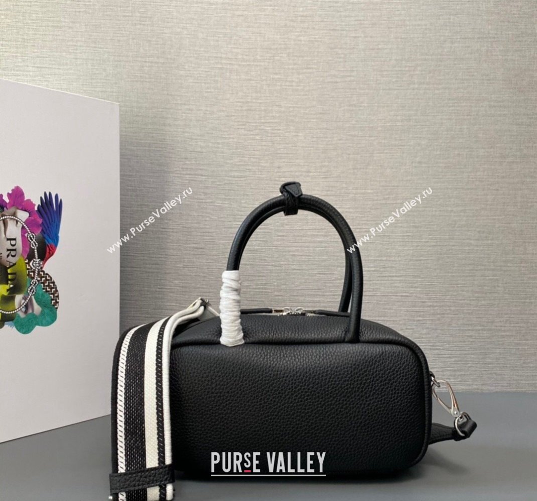 Prada Leather top-handle bag 1BB102 Black 2023 (ziyin-23111610)