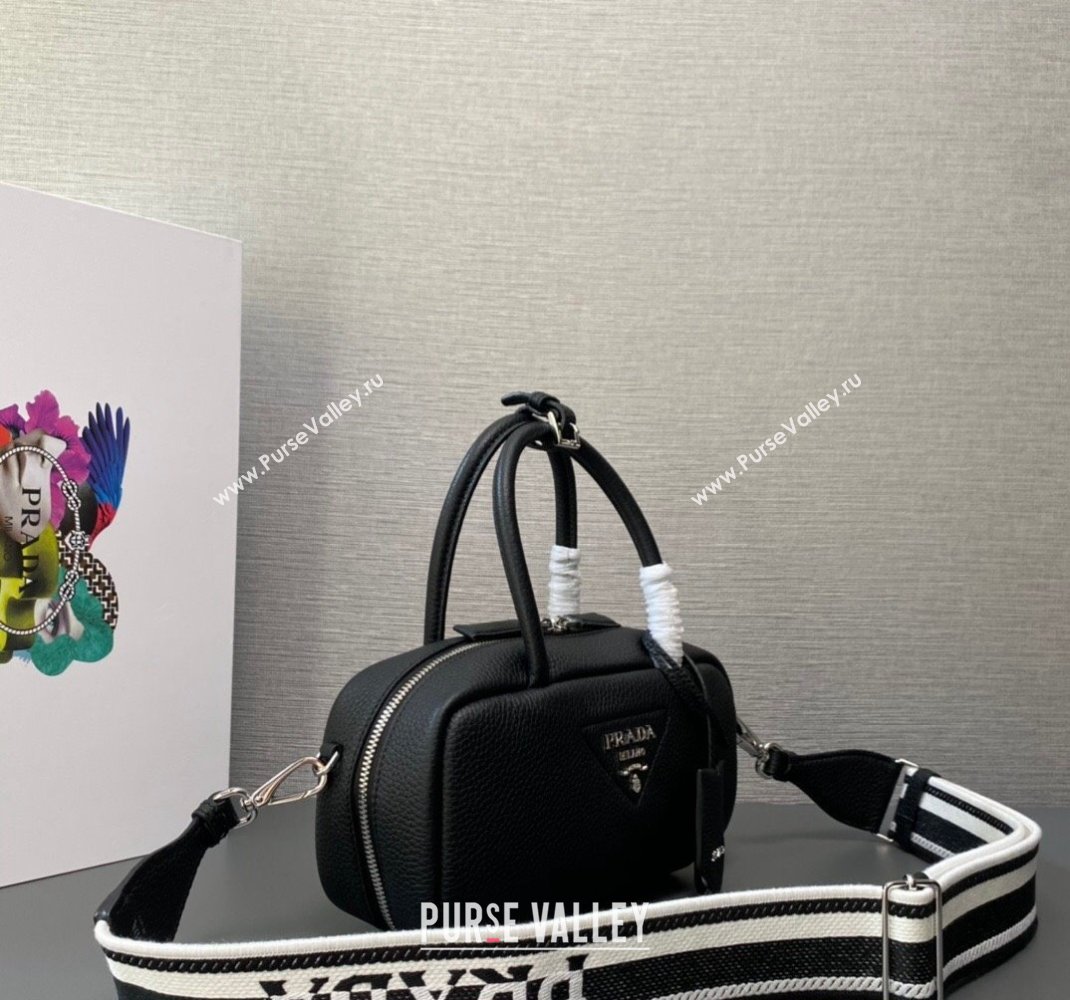 Prada Leather top-handle bag 1BB102 Black 2023 (ziyin-23111610)