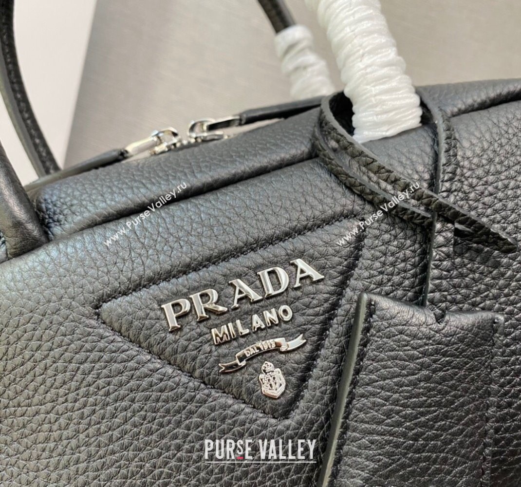 Prada Leather top-handle bag 1BB102 Black 2023 (ziyin-23111610)