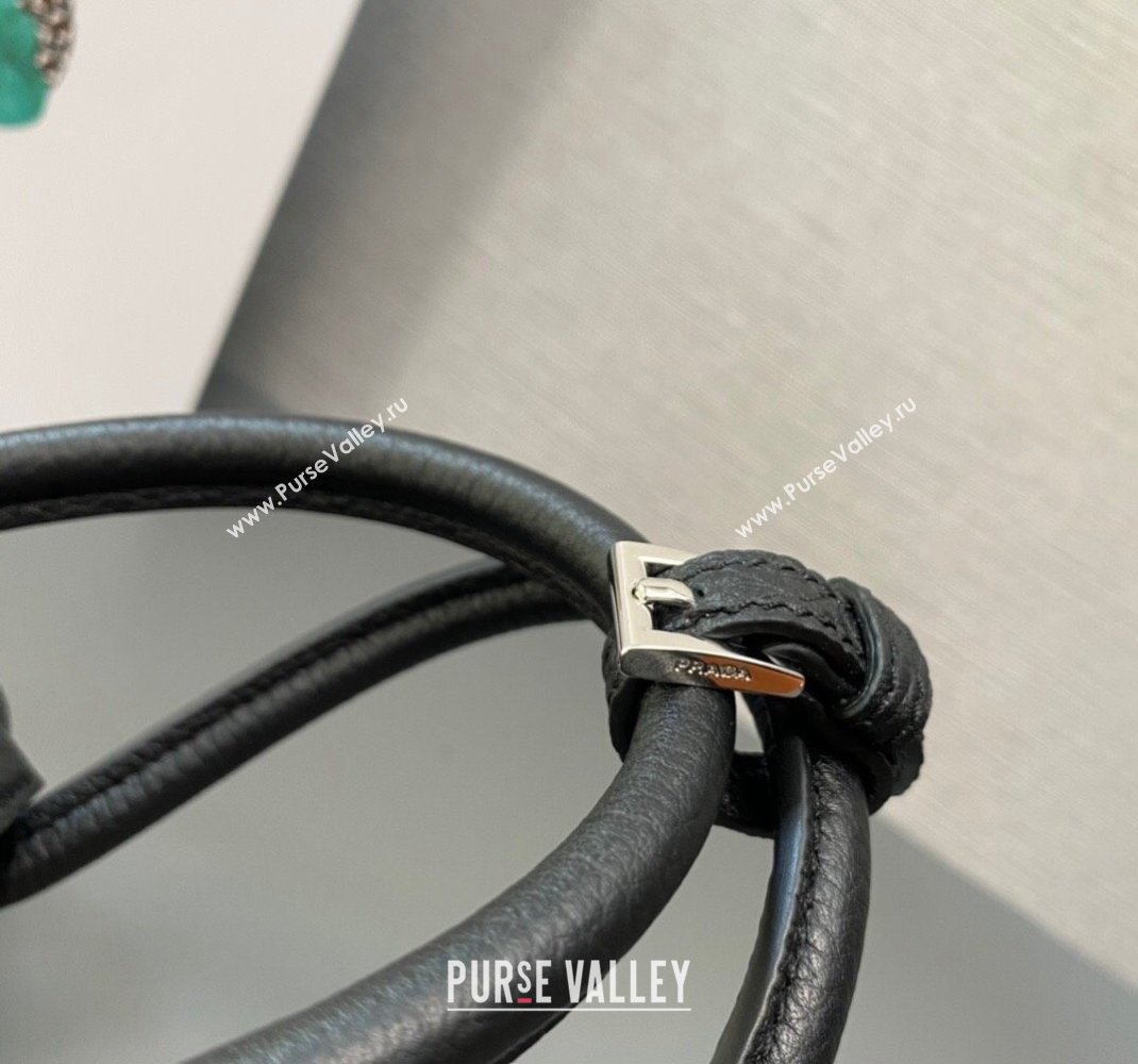 Prada Leather top-handle bag 1BB102 Black 2023 (ziyin-23111610)