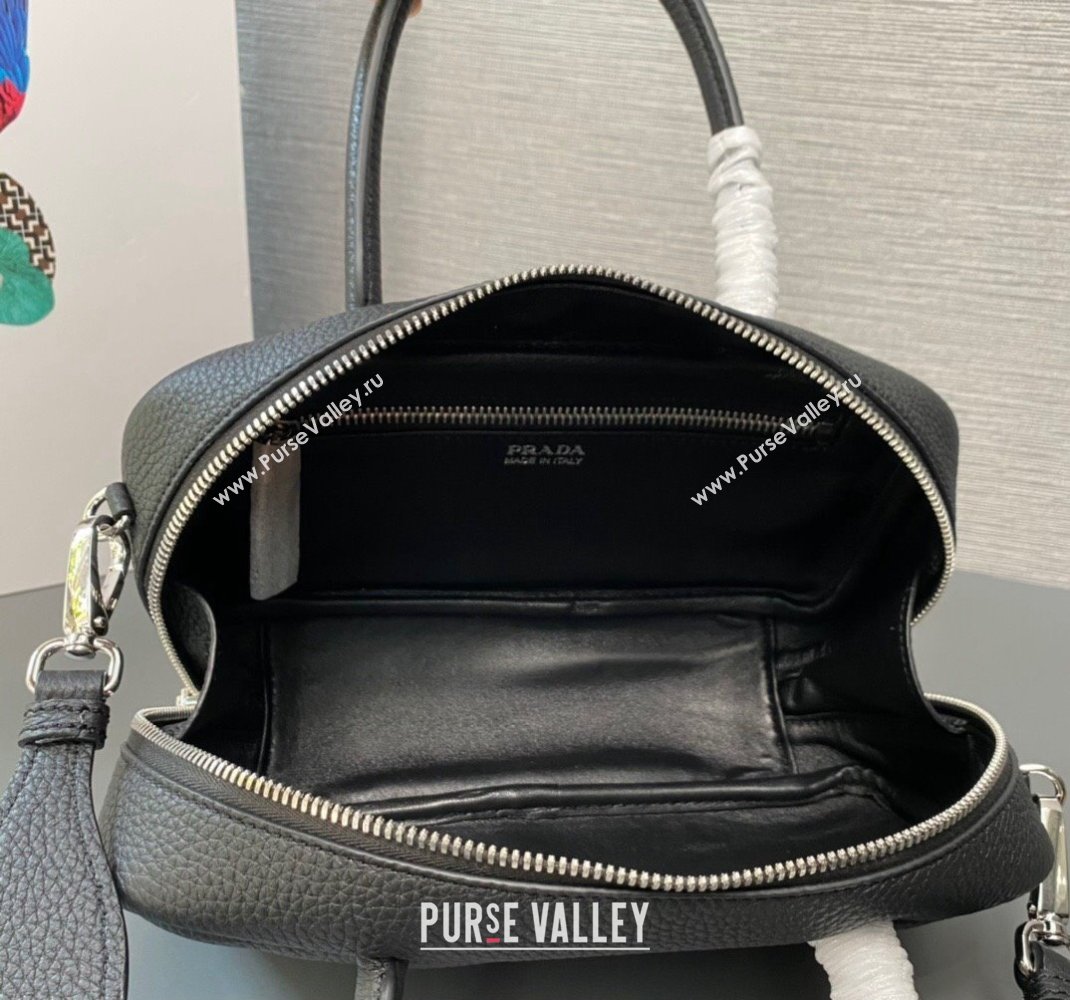 Prada Leather top-handle bag 1BB102 Black 2023 (ziyin-23111610)
