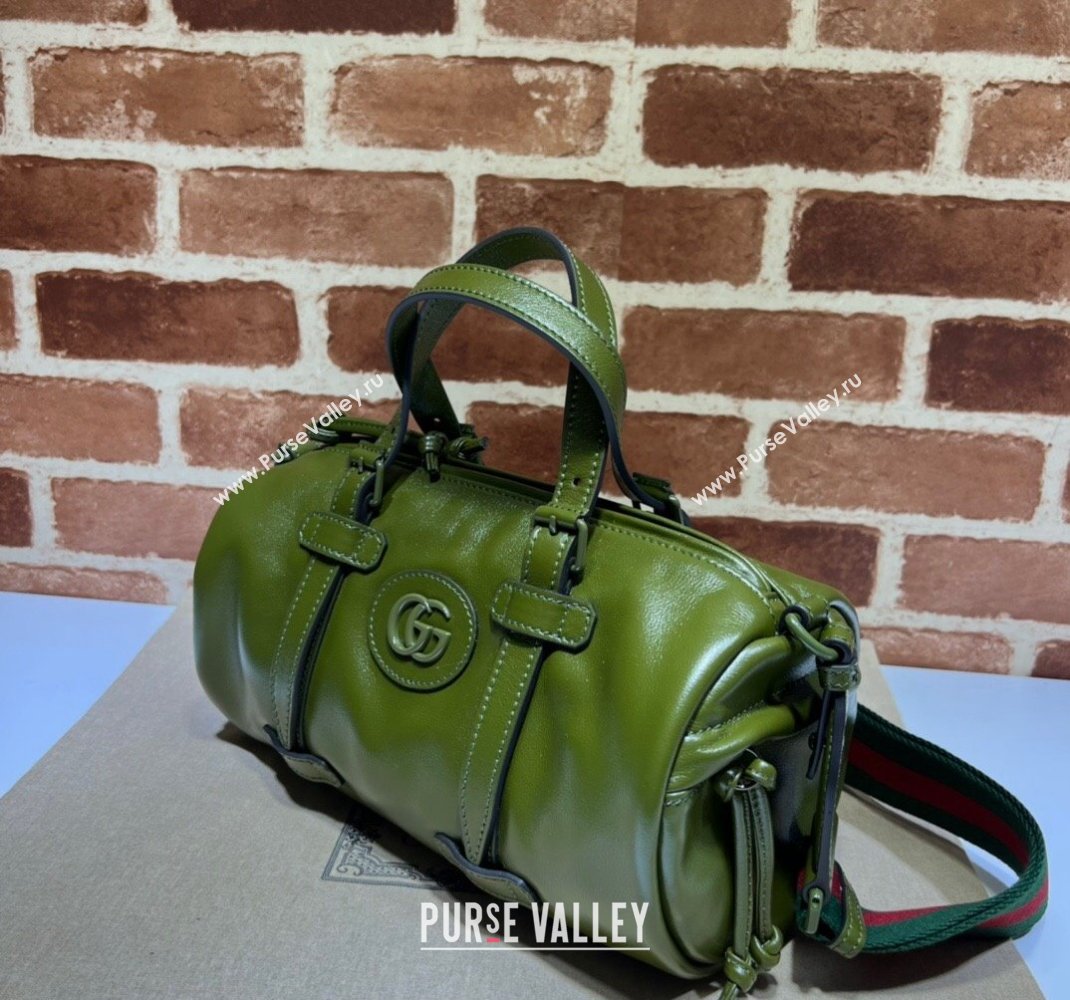 Gucci Small duffle bag with tonal Double G 725701 Leather Green 2023 (dlh-23111502)
