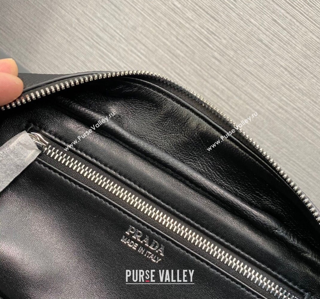 Prada Leather top-handle bag 1BB102 Black 2023 (ziyin-23111610)