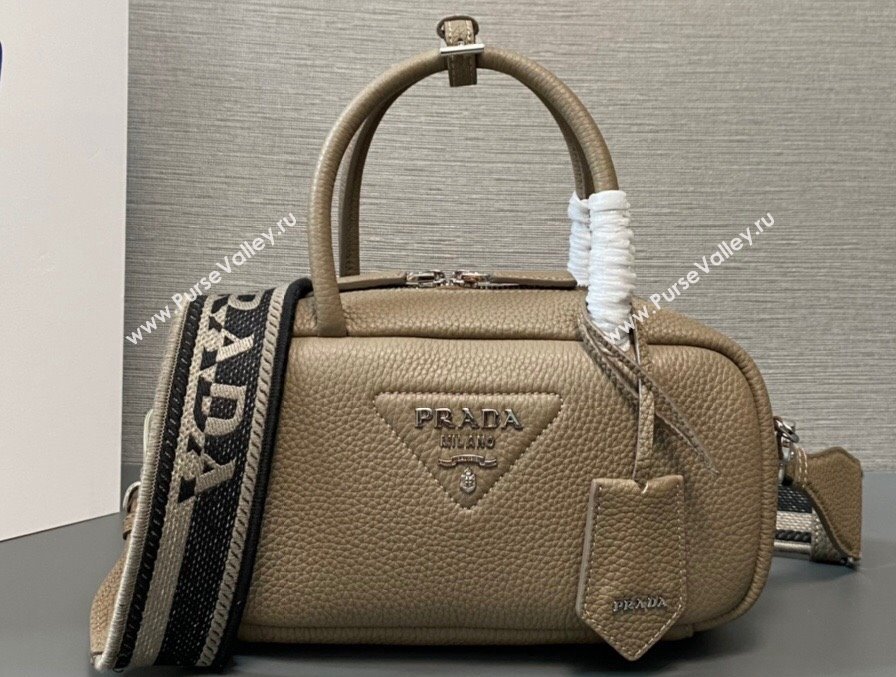 Prada Leather top-handle bag 1BB102 Camel 2023 (ziyin-23111612)