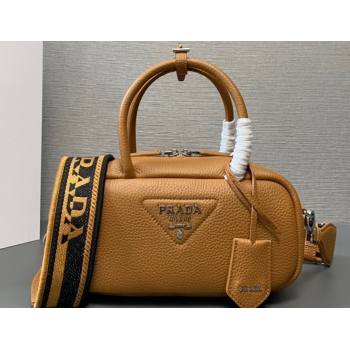 Prada Leather top-handle bag 1BB102 Brown 2023 (ziyin-23111613)