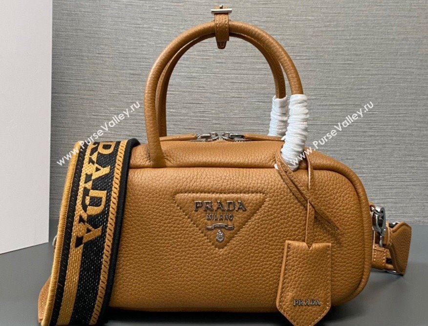 Prada Leather top-handle bag 1BB102 Brown 2023 (ziyin-23111613)