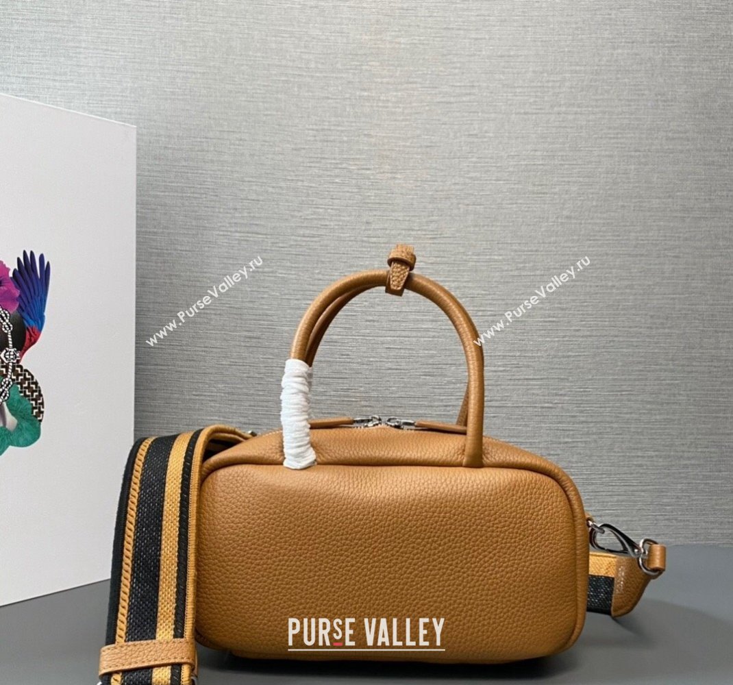 Prada Leather top-handle bag 1BB102 Brown 2023 (ziyin-23111613)